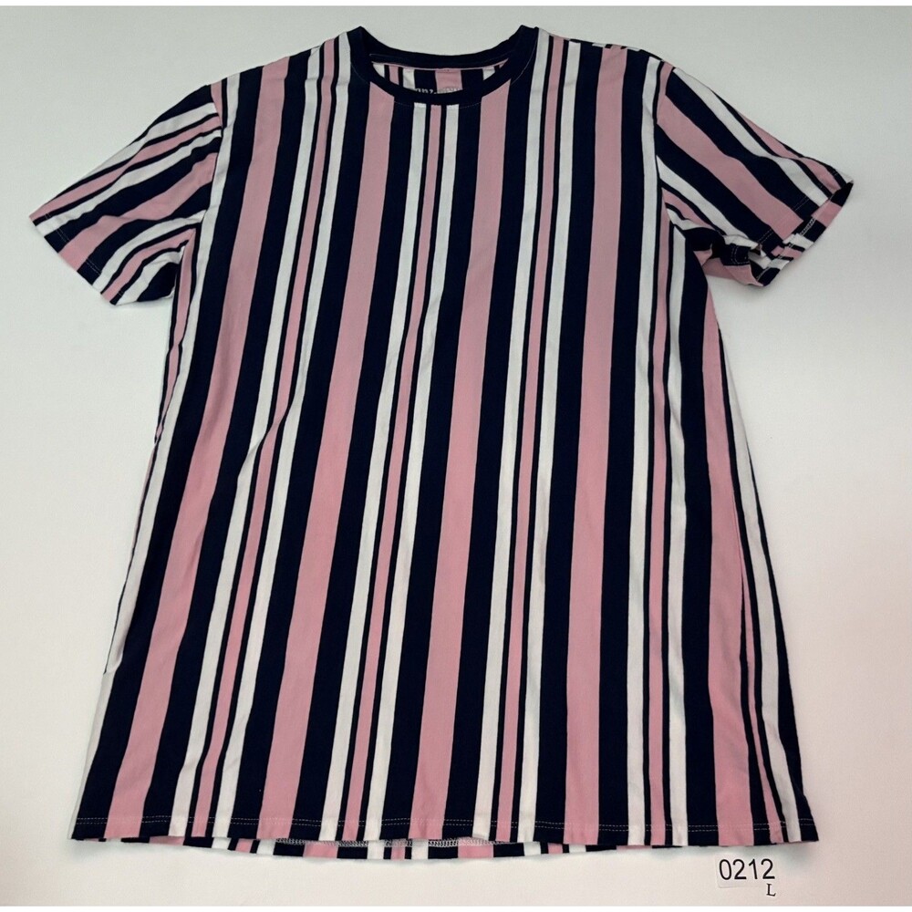 San Francisco Blue Pink and White Striped Shirt With Side Vents Size Large